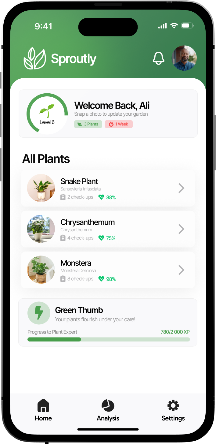 Sproutly app screen
